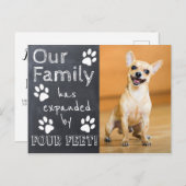 素朴な黒板足を搭載する新しいペット発表| 案内ポストカード (正面/裏面)