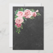 素朴な黒板 ピンクのバラ ガーデン スイート16 招待状 (裏面)