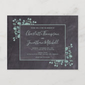 素朴な黒板 ユーカリの葉 緑の装飾 保存 インビテーションポストカード (正面)
