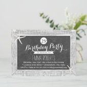 素朴な黒板 木枠のヒトデ 誕生日 招待状 (スタンド正面)