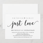 素朴な黒 何も豪華でなく 愛だけ、駆け落ち結婚 招待状 (正面/裏面)