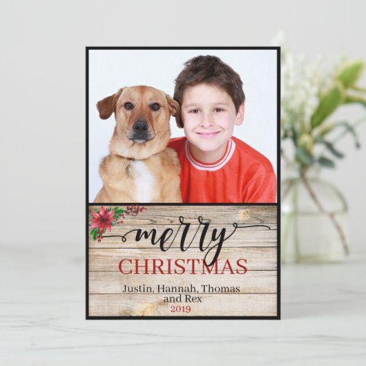 素朴な1枚の写真のクリスマス・カリグラフィーカード シーズンカード (スタンド正面)