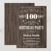 素朴な100歳の誕生日招待状 招待状 (正面/裏面)