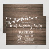 素朴な100歳の誕生日招待状 木 招待状 (正面/裏面)