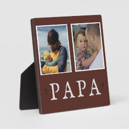 素朴な2枚写真のオーダーメイドおじいちゃんプレート フォトプラーク