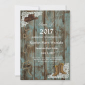 素朴な20XXブーツ及びレースの卒業の発表 案内状 (正面)