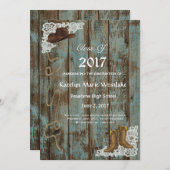 素朴な20XXブーツ及びレースの卒業の発表 案内状 (正面/裏面)