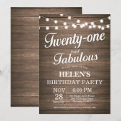 素朴な21歳の誕生日招待状 ウッド ファビュラス 招待状 (正面/裏面)