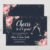 素朴な25周年結婚記念日招待状 花 招待状 (正面/裏面)