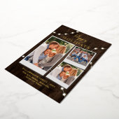 素朴な3枚の写真の組み合わせとフェアリーライト ゴールド 箔シーズンカード (回転した状態)