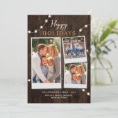 素朴な3枚の写真 木の質感のクリスマス シーズンカード (スタンド正面)