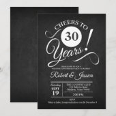 素朴な30周年結婚記念日 - 黒板 白 招待状 (正面/裏面)