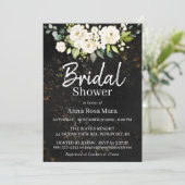 素朴な*~*の水彩画の白いバラのブライダルシャワー 招待状 (スタンド正面)