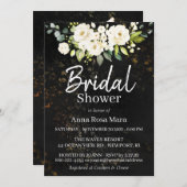 素朴な*~*の水彩画の白いバラのブライダルシャワー 招待状 (正面/裏面)