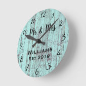 素朴な カスタマイズされた 水色の ヴィンテージ ウッド ラウンド壁時計 (傾斜)