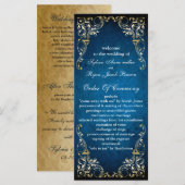 素朴な「ネイビーブルー」の公式ウェディングプログラム プログラム (正面/裏面)