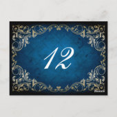 素朴な「ネイビーブルー」結婚のテーブル席カード ポストカード (裏面)