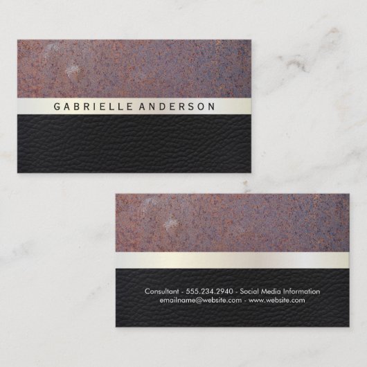 素朴な |レザー 名刺 (正面/裏面)