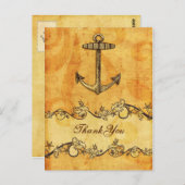 素朴な、ヴィンテージ、いかり航海の感謝していユー ポストカード (正面/裏面)