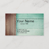 素朴な、木材、ティール（緑がかった色）バックグラウンド名刺 名刺 (裏面)