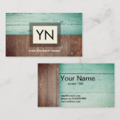 素朴な、木材、ティール（緑がかった色）バックグラウンド名刺 名刺 (正面/裏面)