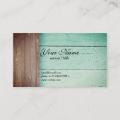 素朴な、木材、ティール（緑がかった色）バックグラウンド名刺 名刺 (裏面)