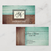 素朴な、木材、ティール（緑がかった色）バックグラウンド名刺 名刺 (正面/裏面)