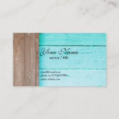 素朴な、木材、ティール(緑がかった色)バックグラウンド名刺 名刺 (裏面)