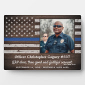 素朴な 薄い青いライン 警察メモリアル写真 フォトプラーク (正面)