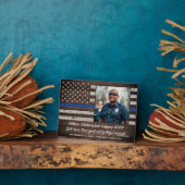 素朴な 薄い青いライン 警察メモリアル写真 フォトプラーク (側面)