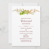 素朴な(雄ジカの)枝角及び野生の花のリハーサルの夕食 招待状 (正面)