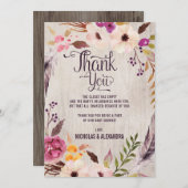 素朴なBohoの花のベビーシャワーはメッセージカード感謝していしています サンキューカード (正面/裏面)
