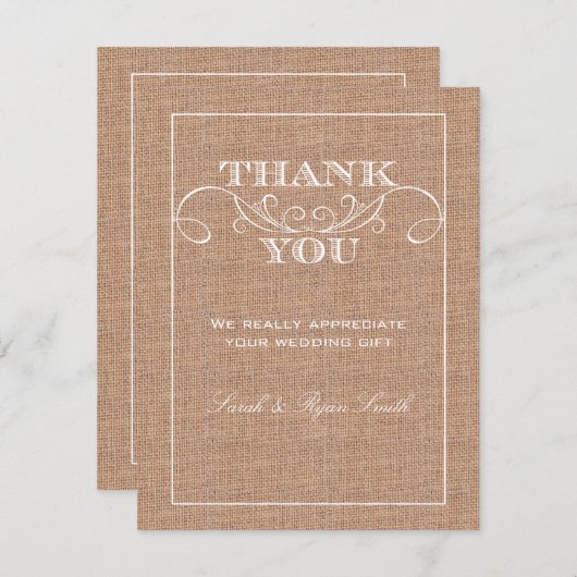 素朴なBurlarpのプリントの結婚式のサンキューカード サンキューカード (正面/裏面)