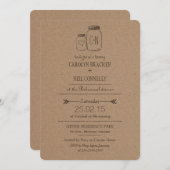 素朴なMasonjarのモノグラムのハートのリハーサルの夕食 招待状 (正面/裏面)