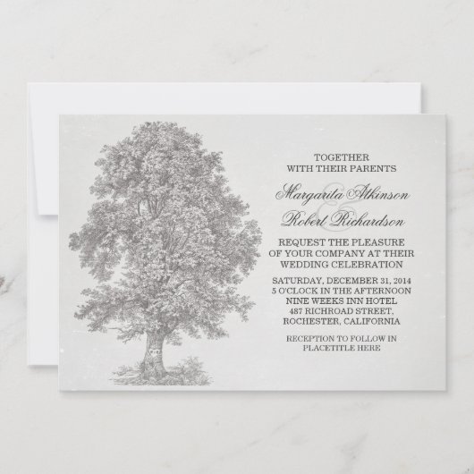 素朴なolの木の結婚式招待状 招待状 (正面)