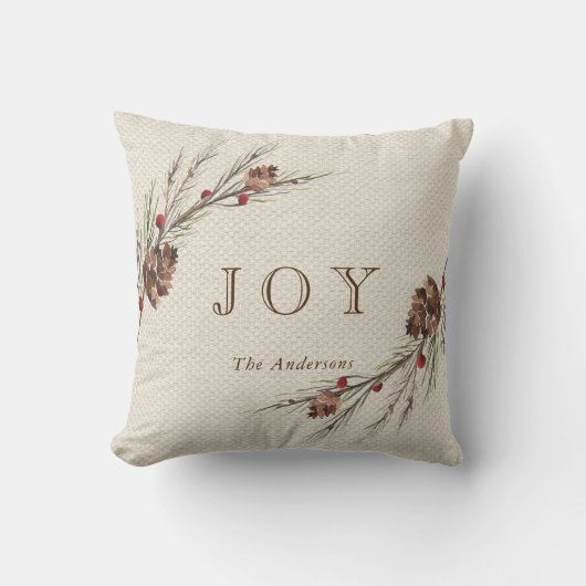 素朴なPineconeのクリスマスの休日 クッション (正面)