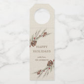 素朴なPineconeのクリスマスの休日 ボトルネックタグ (正面)