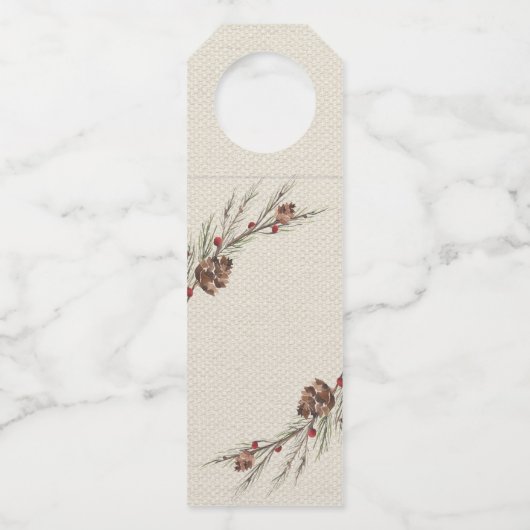 素朴なPineconeのクリスマスの休日 ボトルネックタグ (裏面)