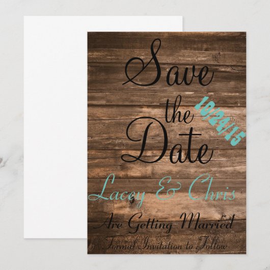 素朴なSave the Date 招待状 (正面/裏面)