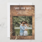 素朴なSave the Dates ウッド アントラー フォト テンプレート (正面)