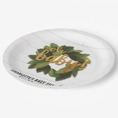 素朴なShiplapのベビーシャワーの紙皿 ペーパープレート (アングル)