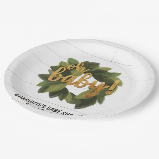 素朴なShiplapのベビーシャワーの紙皿 ペーパープレート (アングル)