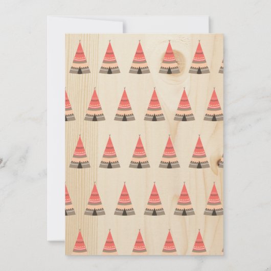 素朴なTipiはパーティの招待状誕生日のキャンプします 招待状 (裏面)