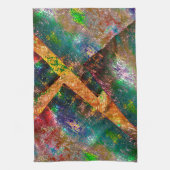 素朴に燃えた色の層の散乱 キッチンタオル (縦)