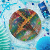 素朴に燃えた色の層の散乱 ペーパープレート (パーティー)