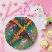 素朴に燃えた色の層の散乱 ペーパープレート (パーティー)