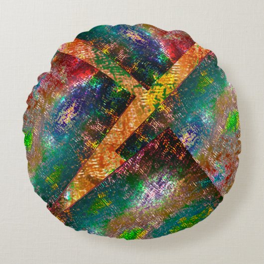 素朴に燃えた色の層の散乱 ラウンドクッション (正面)