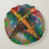 素朴に燃えた色の層の散乱 ラウンドクッション (裏面)