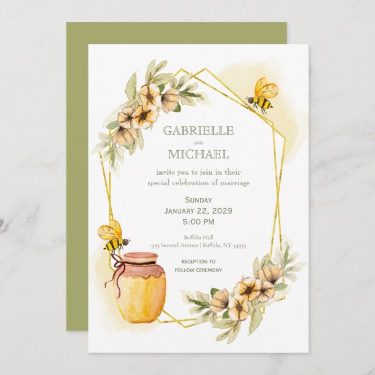 素朴のまわりにフローラ結婚式招待状 招待状 (正面/裏面)