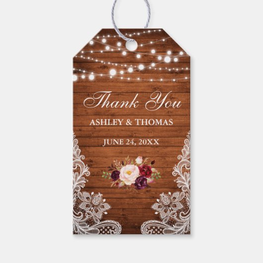 素朴のウッドラ結婚イツレースフローラありがとう ギフトタグ (正面)